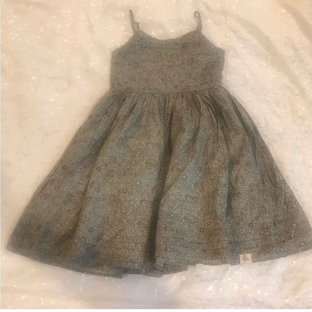 Bijou Sauvage Girls Sleeveless Floral Print Dress in Teal Blue. Size 12